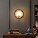 Load image into Gallery viewer, Nordic Solid Brass & Alabaster Wall Light with Gold Mesh