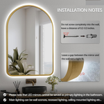 Load image into Gallery viewer, Arched Gold LED Bathroom Mirror 24x36" with Anti-Fog