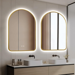 Load image into Gallery viewer, Arched Gold LED Bathroom Mirror 24x36" with Anti-Fog