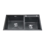 Load image into Gallery viewer, Black Nano Double Bowl Kitchen