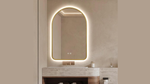 Load image into Gallery viewer, Arched Gold LED Bathroom Mirror 24x36" with Anti-Fog