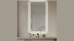 Load image into Gallery viewer, Modern Rectangle LED Frameless Dimmable Touch Switch Wall Mounted Vanity Mirror for Bathroom Bedroom Hotel Living Room Graphic