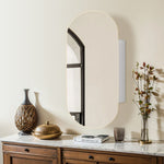 Load image into Gallery viewer, Matte White Oval Bathroom Mirror Cabinet