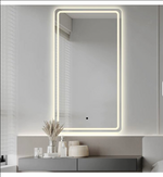 Load image into Gallery viewer, Modern Rectangle LED Frameless Dimmable Touch Switch Wall Mounted Vanity Mirror for Bathroom Bedroom Hotel Living Room Graphic