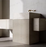 Load image into Gallery viewer, Square Solid Travertine Basin Freestanding