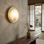 Load image into Gallery viewer, Nordic Solid Brass &amp; Alabaster Wall Light with Gold Mesh
