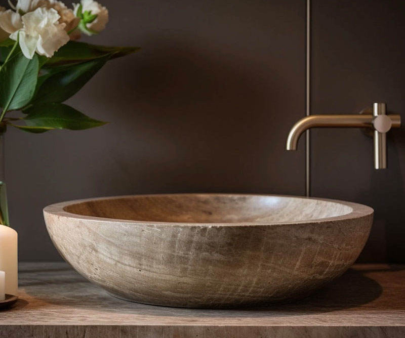 Natural marble wall mounted sink