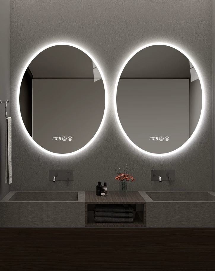 Oval led bathroom vanity mirror with touch switch