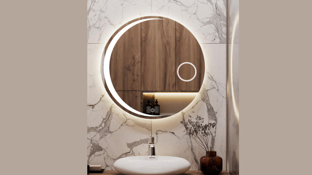 Round Bathroom Mirror with LED Lights and Touch Sensor