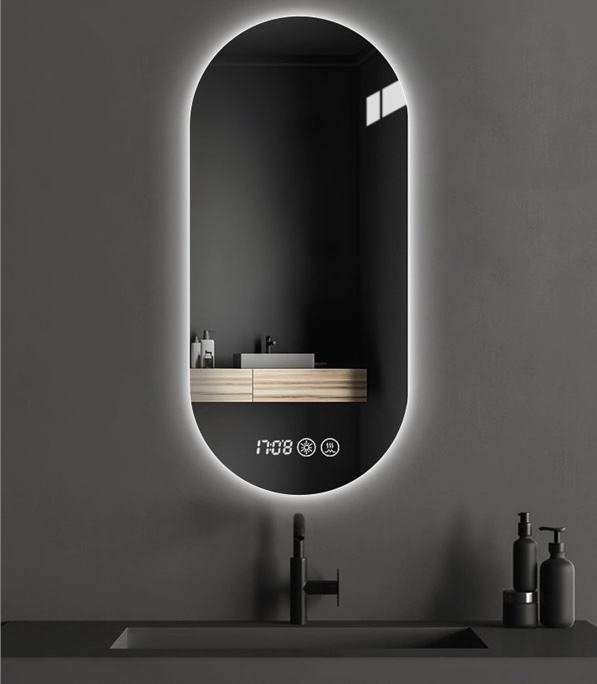 Modern Semi-Circular LED Bathroom Mirror with Touch & Anti-Fog