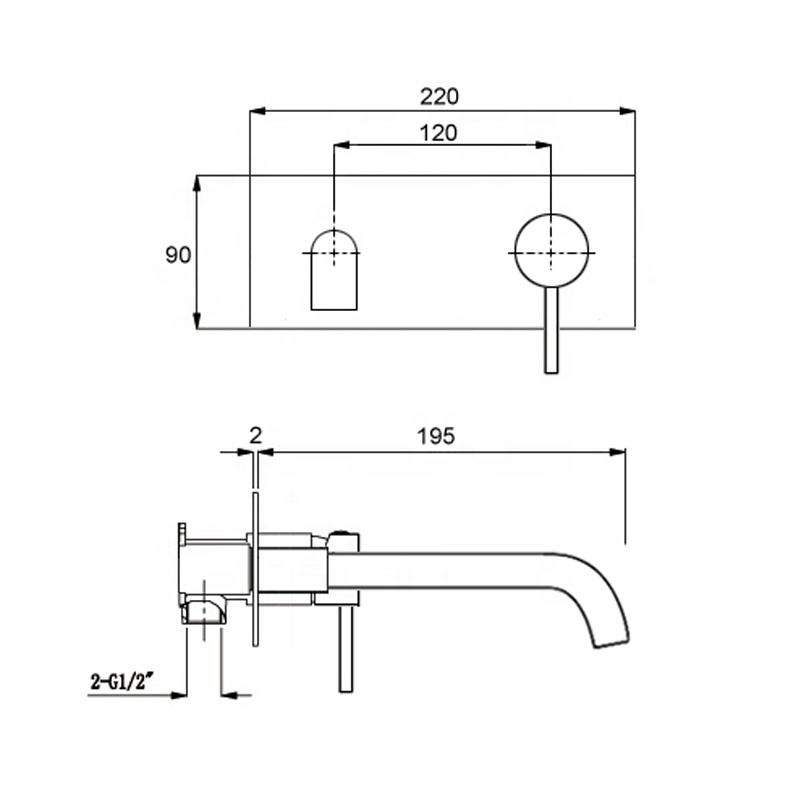 Gun wall mounted basin mixer