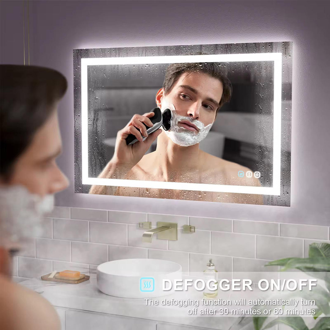 Rectangular Smart LED Vanity Mirror with Anti-Fog & Touchscreen