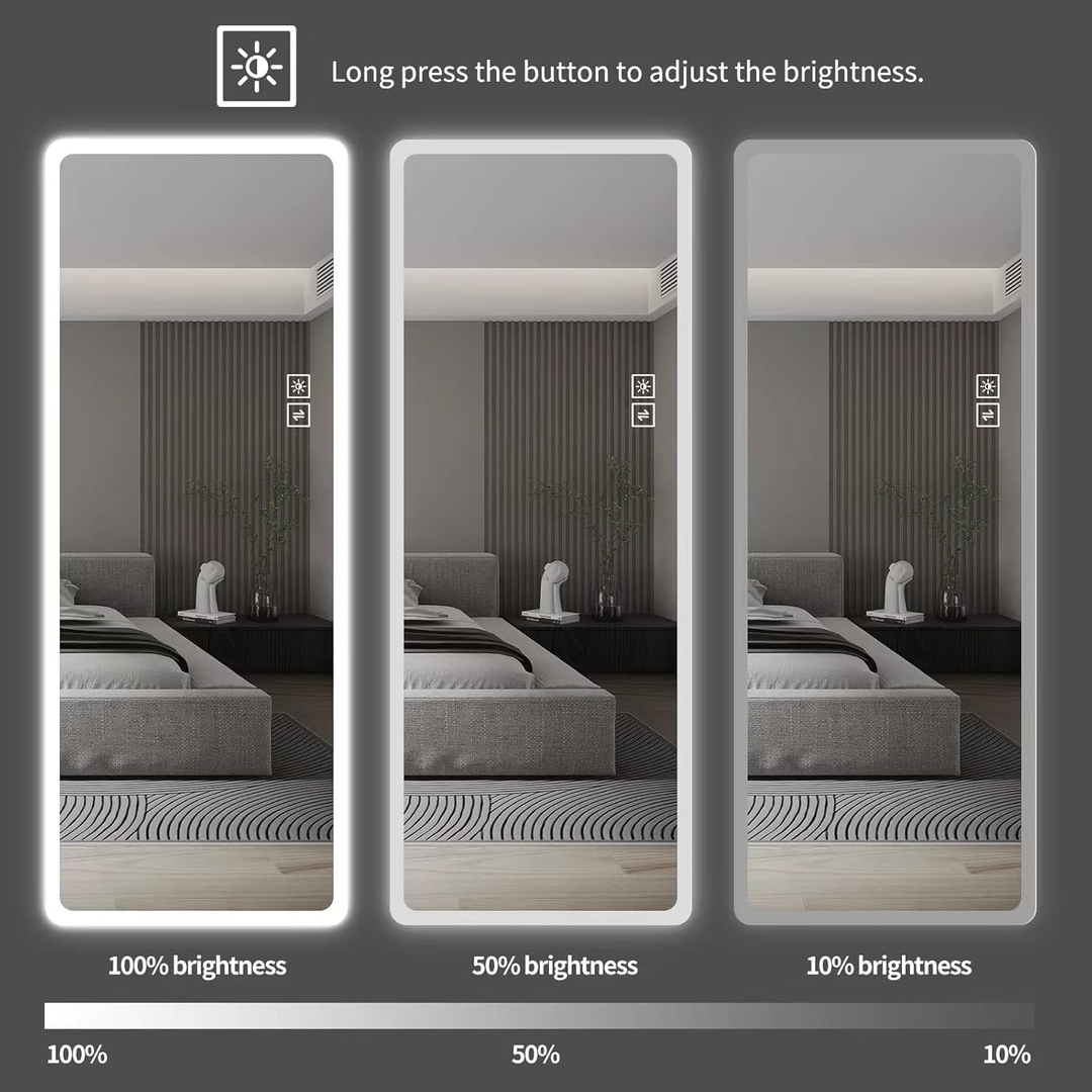 Large Full-Body LED Mirror with Illuminated Frame
