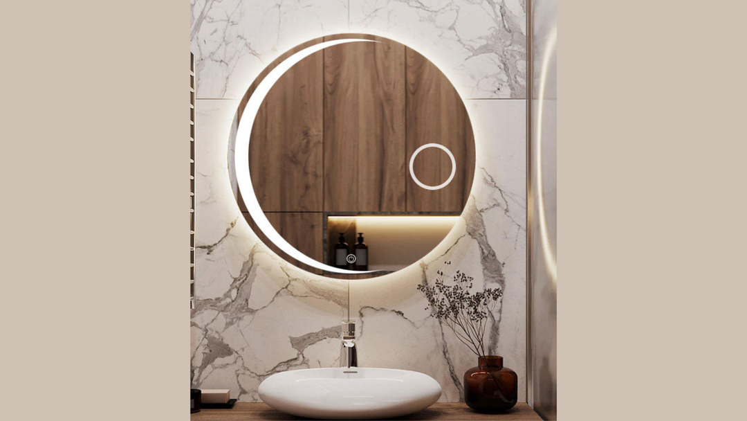 Round Bathroom Mirror with LED Lights and Touch Sensor
