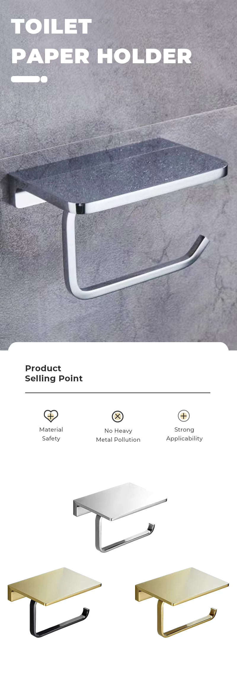 Toilet Paper Holder With Phone Shelf