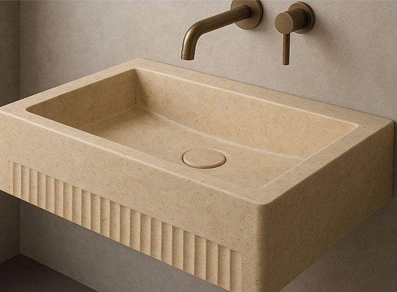 Natural travertine wall mounted sink