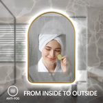 Load image into Gallery viewer, Arched Gold LED Bathroom Mirror 24x36" with Anti-Fog

