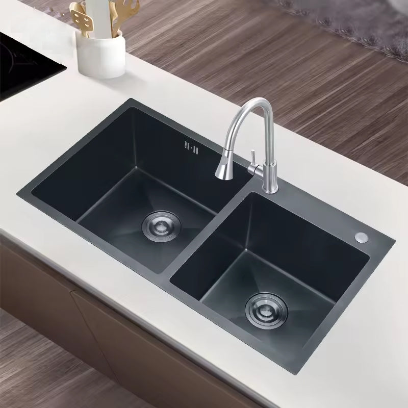 Black Nano Double Bowl Kitchen