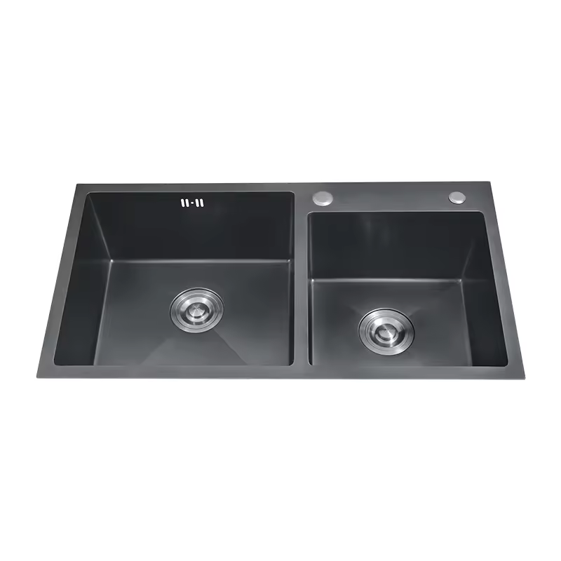 Black Nano Double Bowl Kitchen