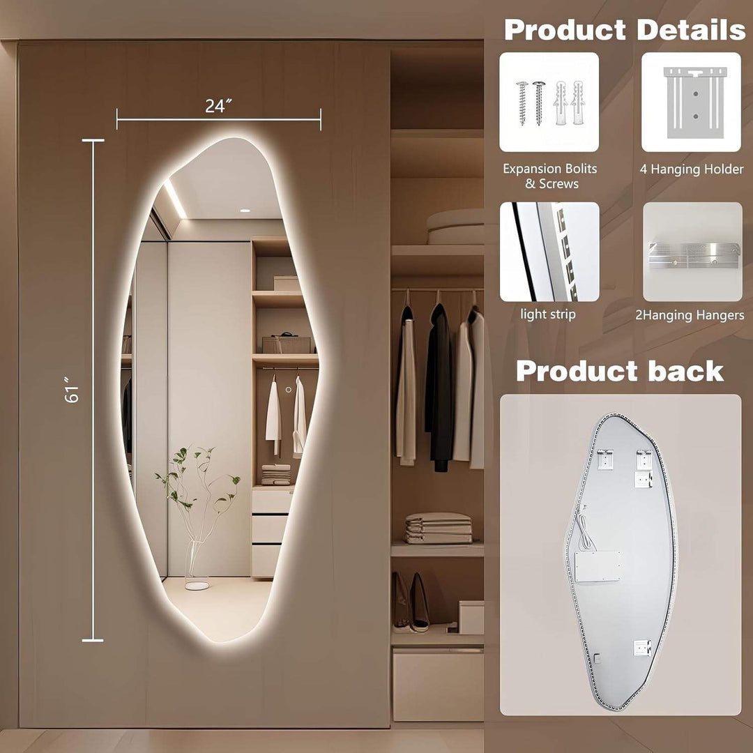 Arched Gold LED Bathroom Mirror 24x36" with Anti-Fog