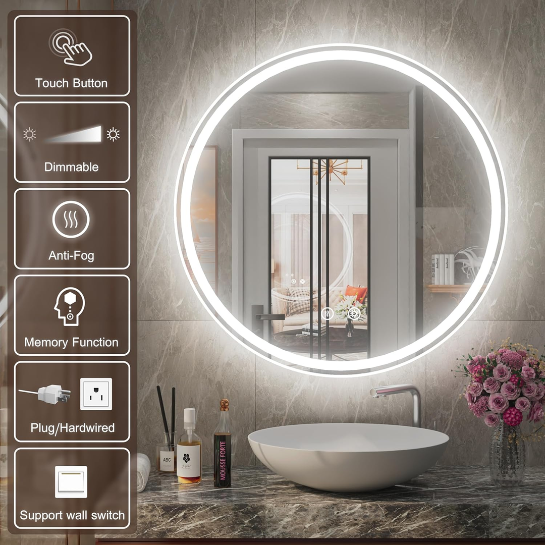 Front & Backlit LED Bathroom Vanity Mirror (6000K)