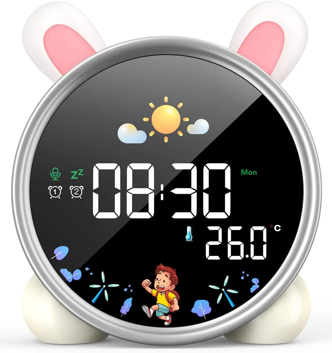 Wholesale Modern Plastic Digital LED Desk Clocks with Night Light Sleep Trainer Calendars 7-color Lights for Kids