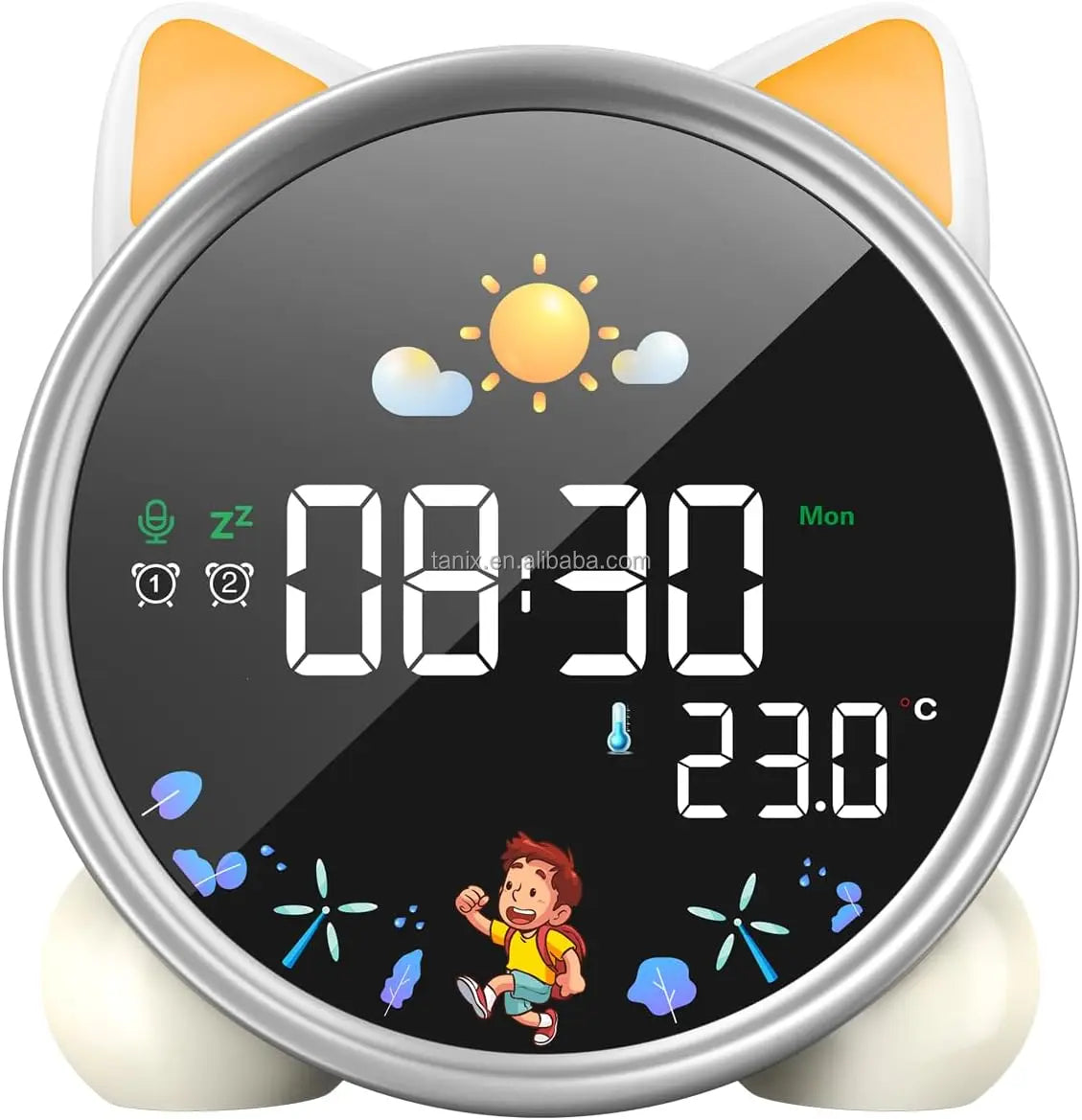 Modern plastic digital led desk clocks with night light sleep trainer calendars 7 color lights for kids