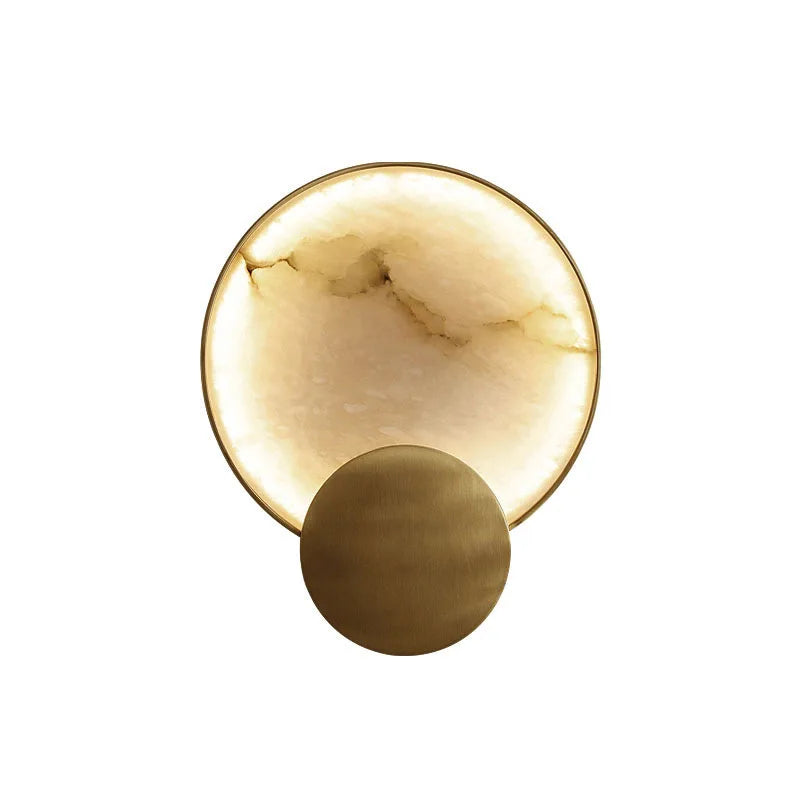 Modern Round Marble LED Wall Lights Living Room Bedside Lighting Fixtures Gold Surface Mount Atmosphere Lamp Light