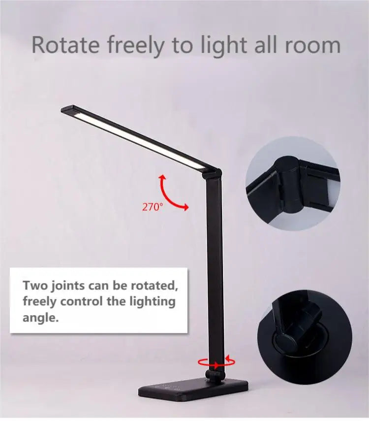 Modern Style Bedside LED Desk Lamp with USB Charging Port Eye-Caring Office Table Light Wholesale Night Lamp for Study Desk