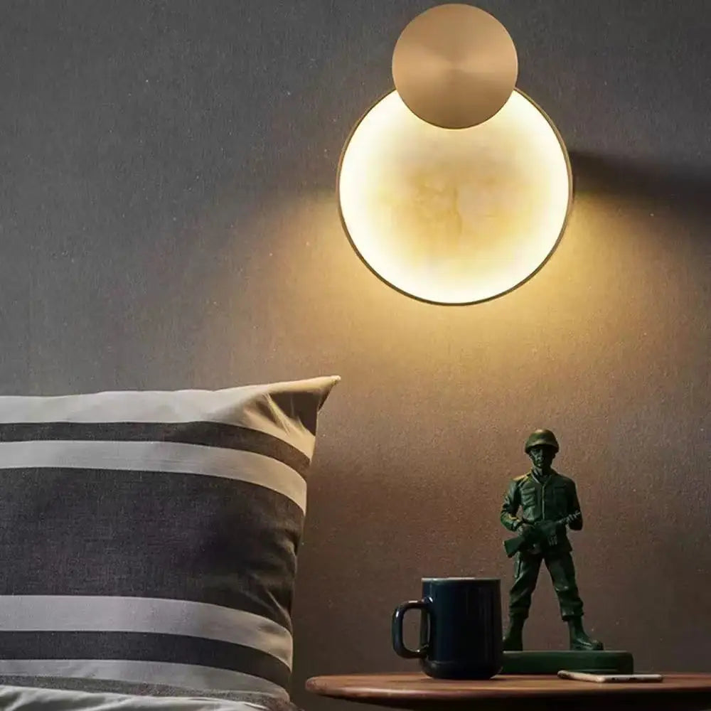 Modern Round Marble LED Wall Lights Living Room Bedside Lighting Fixtures Gold Surface Mount Atmosphere Lamp Light