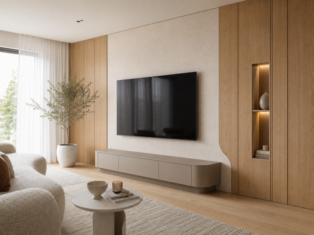 Timber and Stone-Look Feature Wall