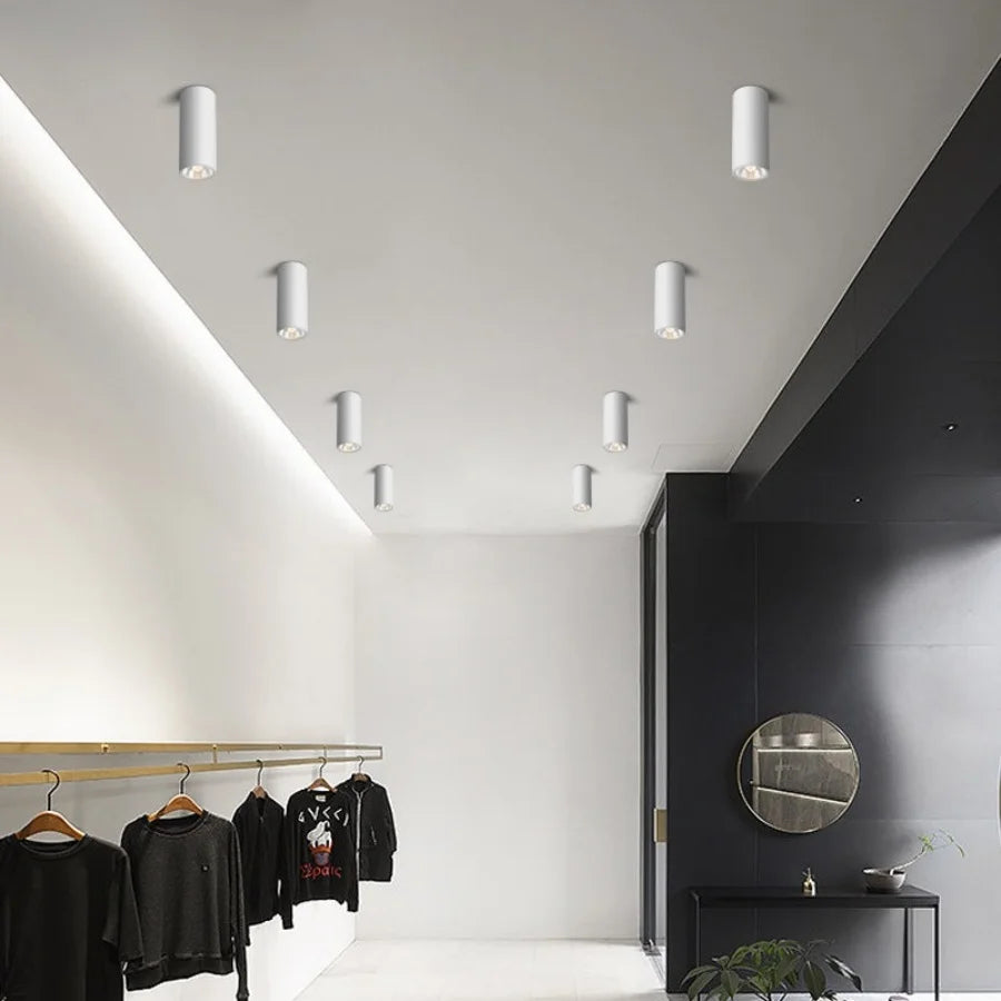 Long Barrel LED Down Light Spotlight Ceiling Light Dimmable COB 12W Surface Mounted Spotlights Living Room Bedroom Shop 85-265V