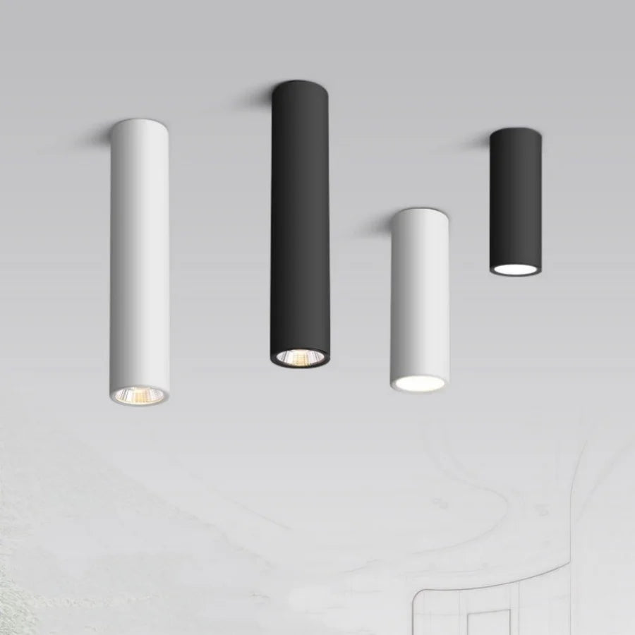 Long Barrel LED Down Light Spotlight Ceiling Light Dimmable COB 12W Surface Mounted Spotlights Living Room Bedroom Shop 85-265V
