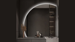 Load image into Gallery viewer, Modern Asymmetrical LED Wall Mounted Mirror Semi-Circular Design for Salon Hotel Bathroom Bedroom &amp; Living Room
