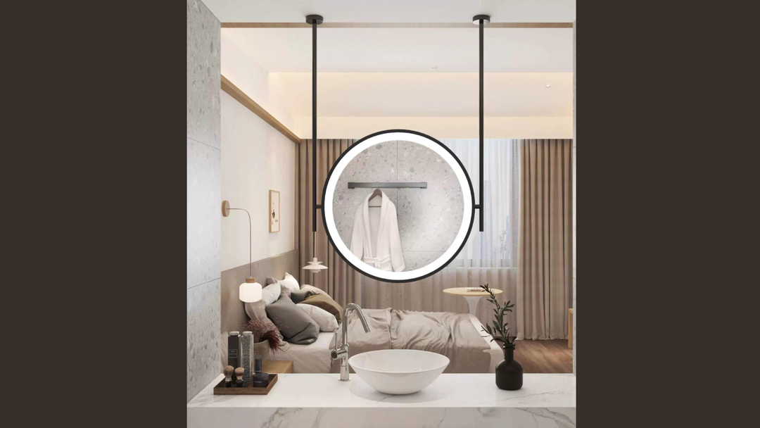 Modern Ceiling Hanging Aluminum Alloy Touch Switch 360 Rotatable Bathroom Hotel Bedroom Salon Mirror