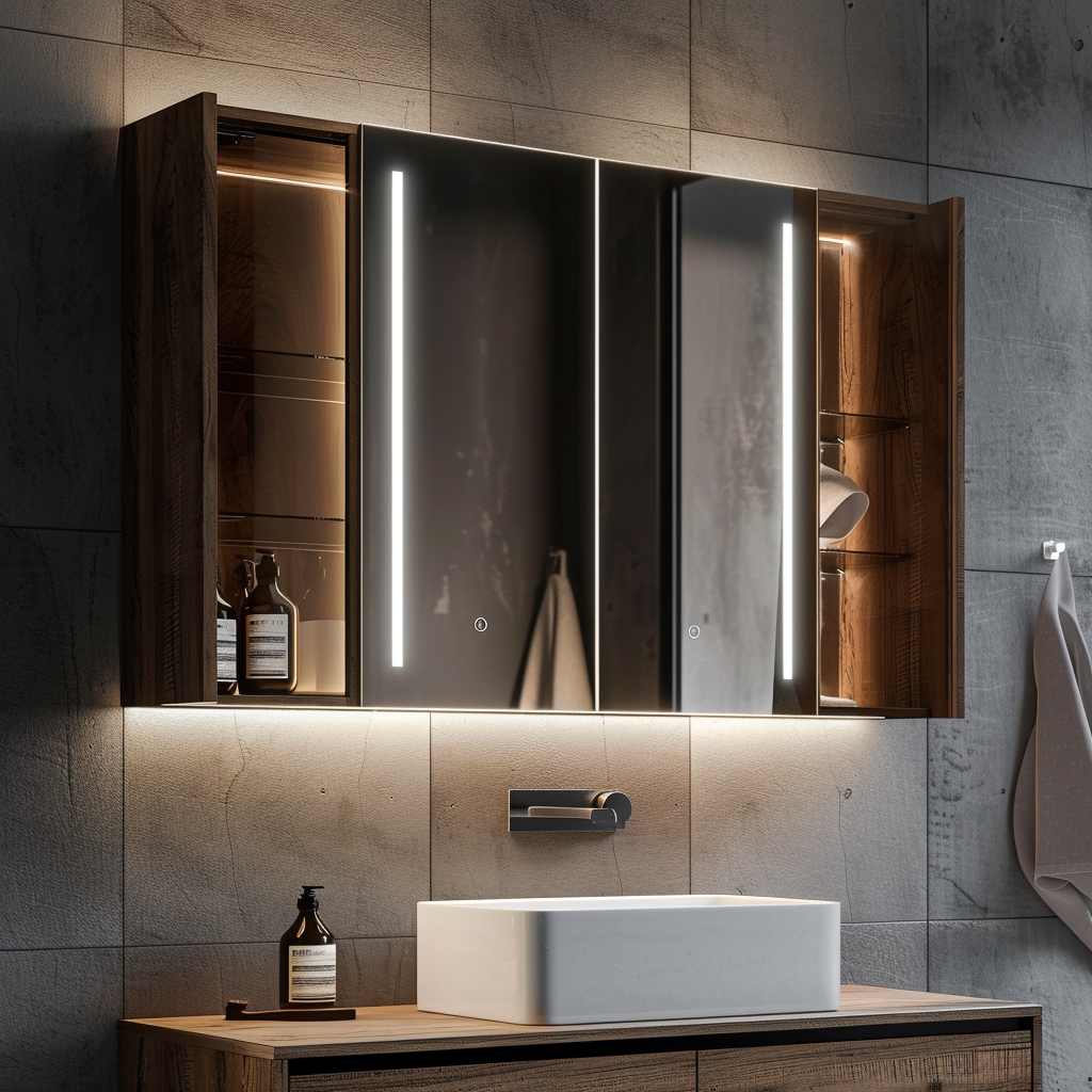Led Bathroom Mirror Cabinet Multi With 4 Doors