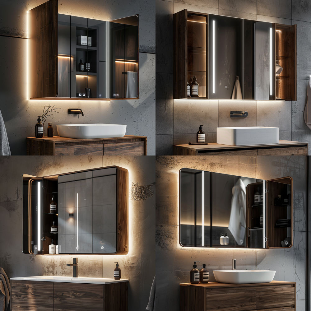 Led Bathroom Mirror Cabinet Multi With 4 Doors