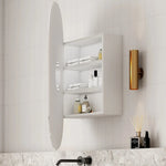 Load image into Gallery viewer, Matte White Oval Bathroom Mirror Cabinet
