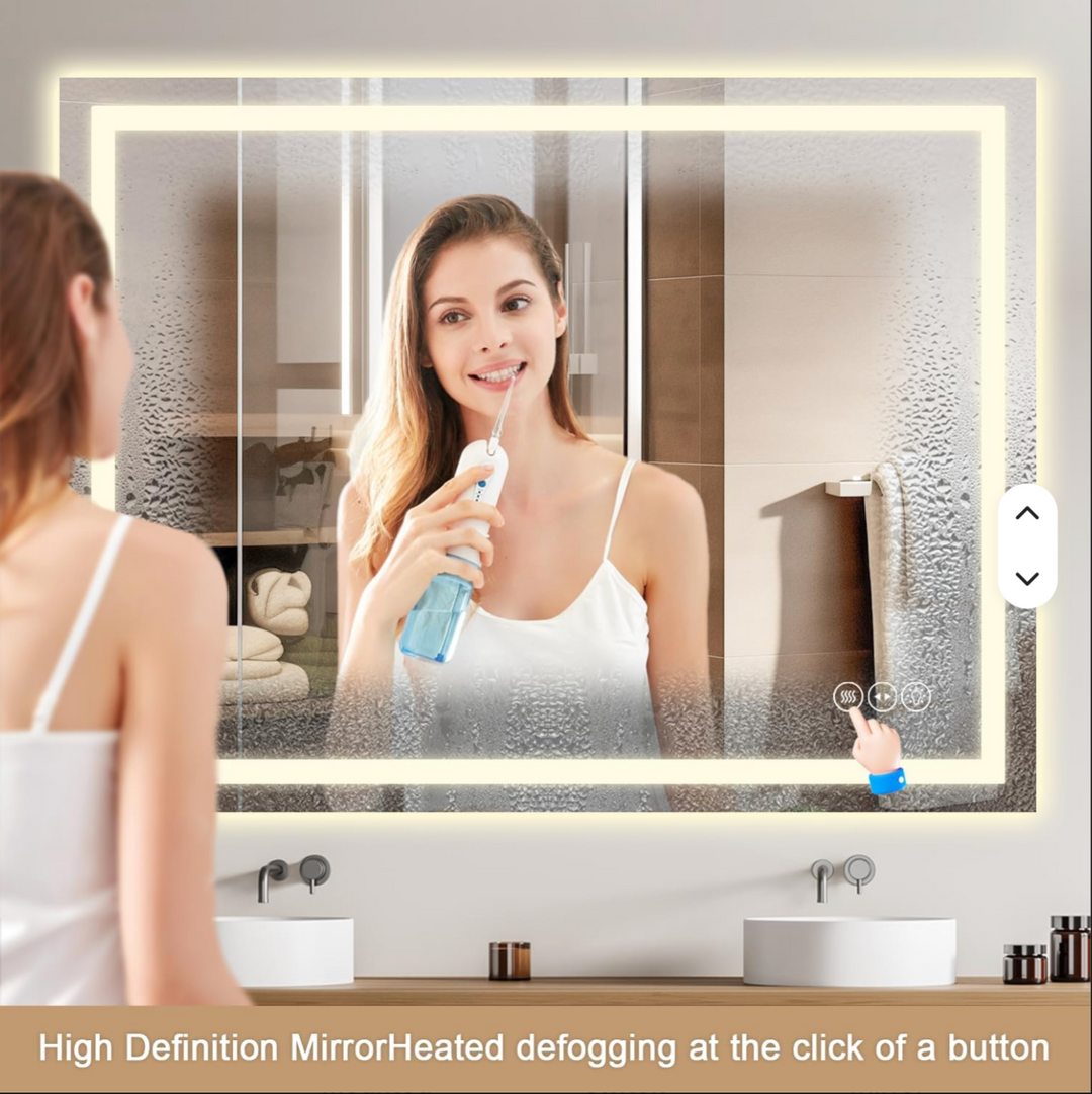 LED Bathroom Vanity Mirror Anti-Fog Touch Switch Wall-Mounted Lighted 5x