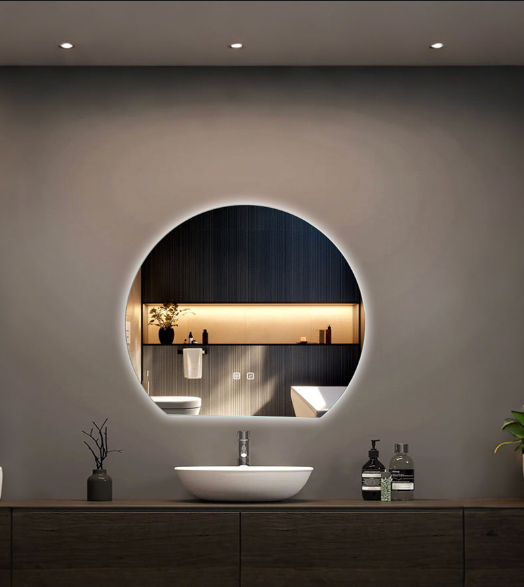 Modern Asymmetrical LED Wall Mirror for Salon Bathroom Bedroom Living Room Entryway-Vanity Mirror for Wall Decoration
