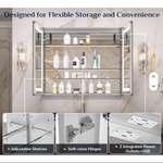 Load image into Gallery viewer, Modern 3-Color Dimmable LED Lighted Aluminum Frame Medicine Cabinet Mirror Defogger Touch Control Wall-Mounted Living Room
