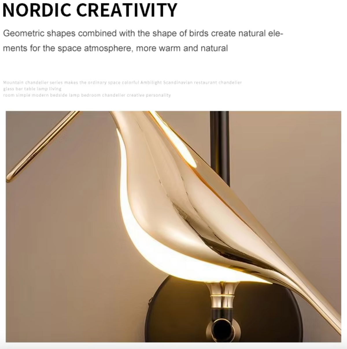 Gold bird led wall lamp