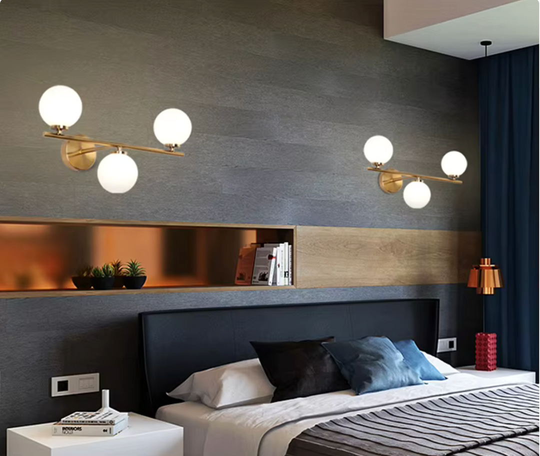 White Glass Ball Indoor LED Wall Lamp