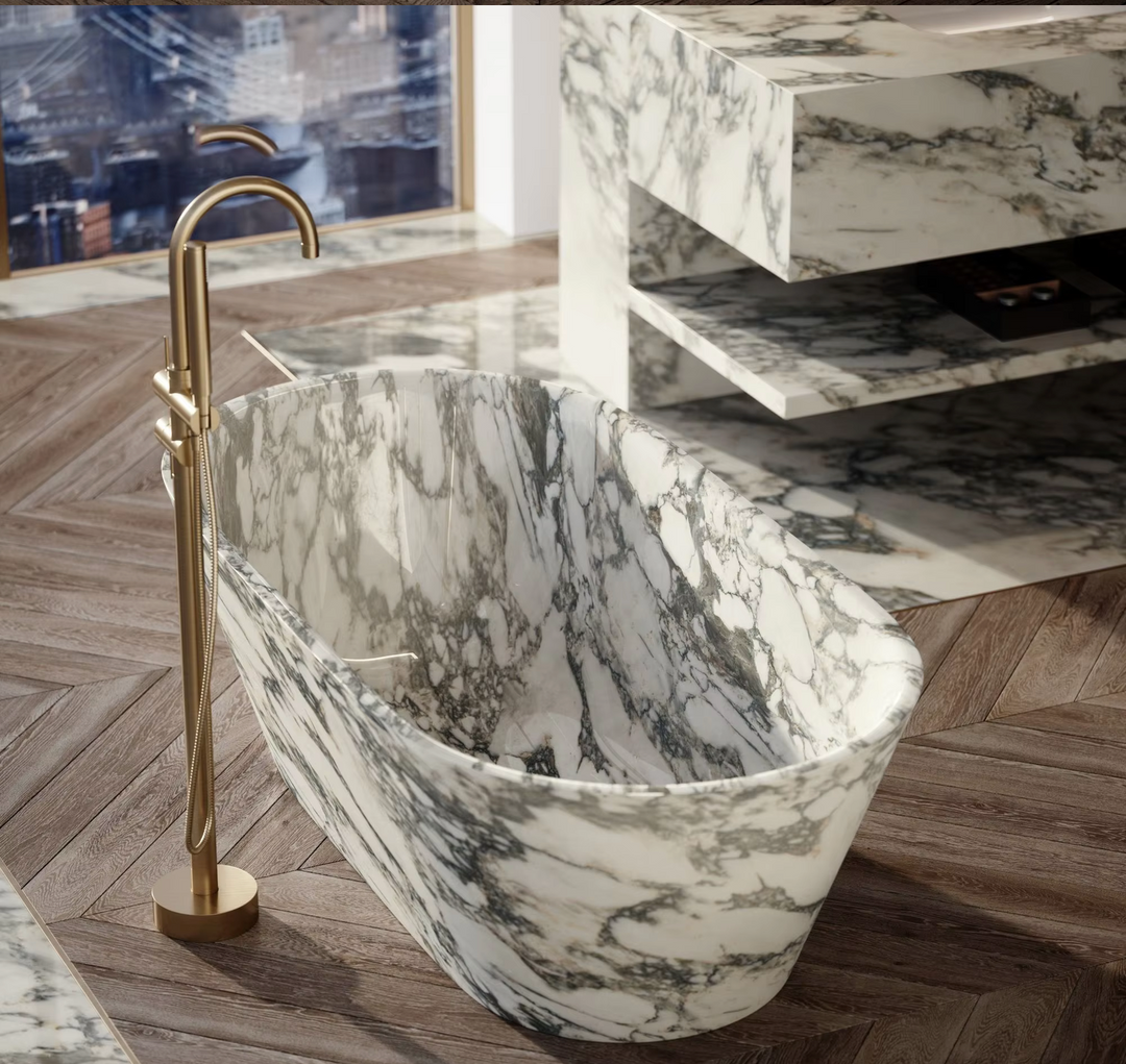 Oval Arabescato Marble Bathtub