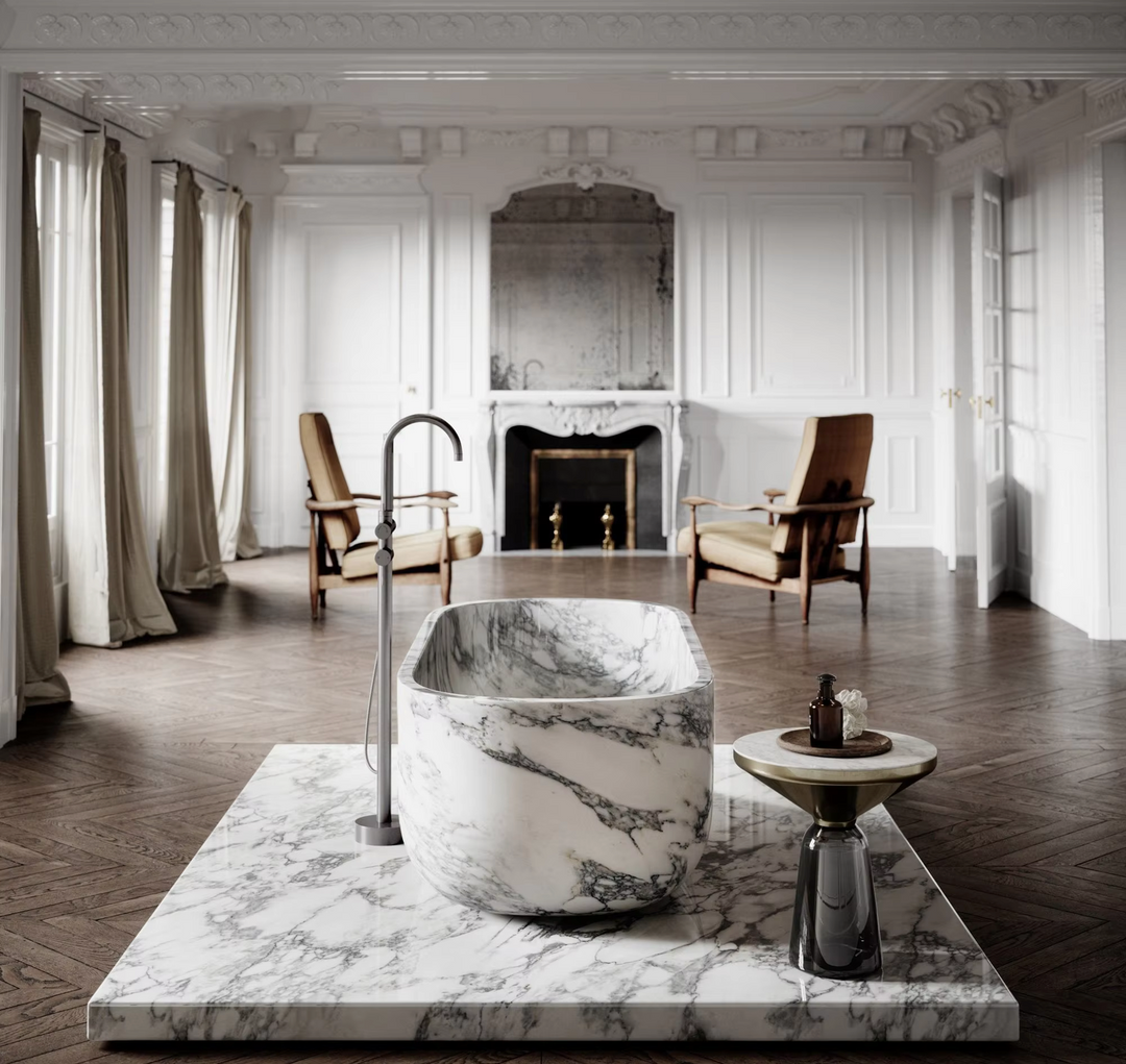 Oval Arabescato Marble Bathtub