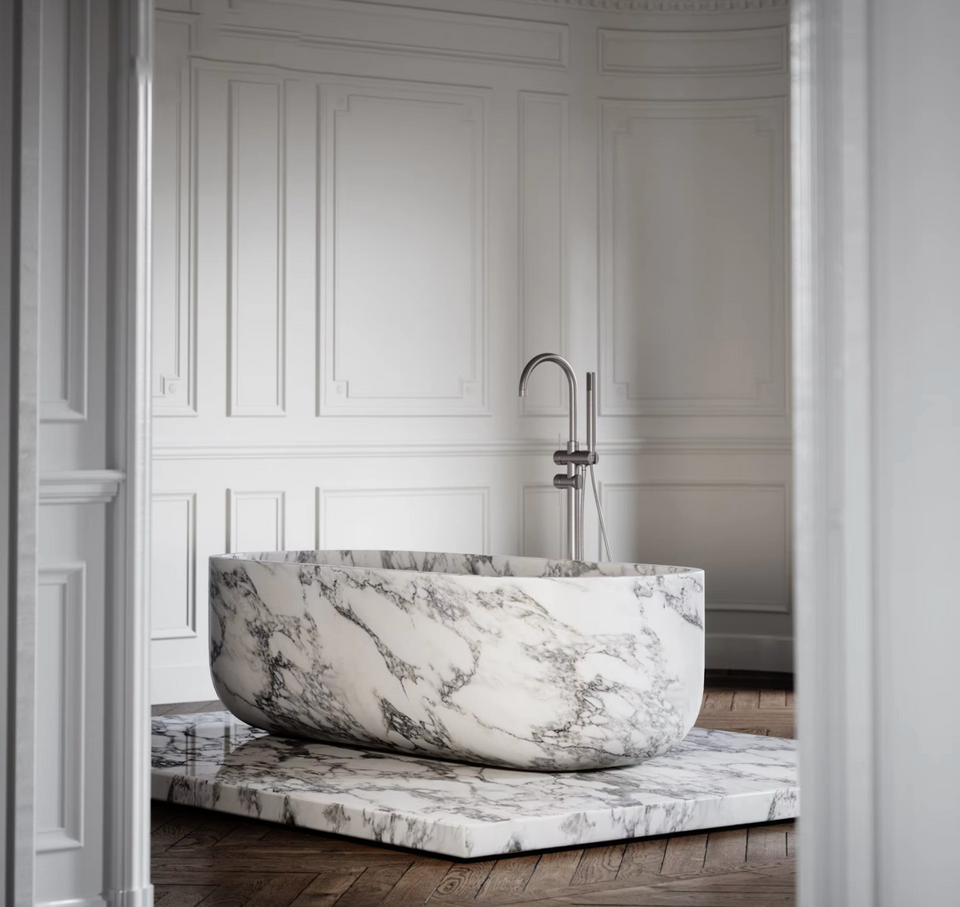 Oval Arabescato Marble Bathtub