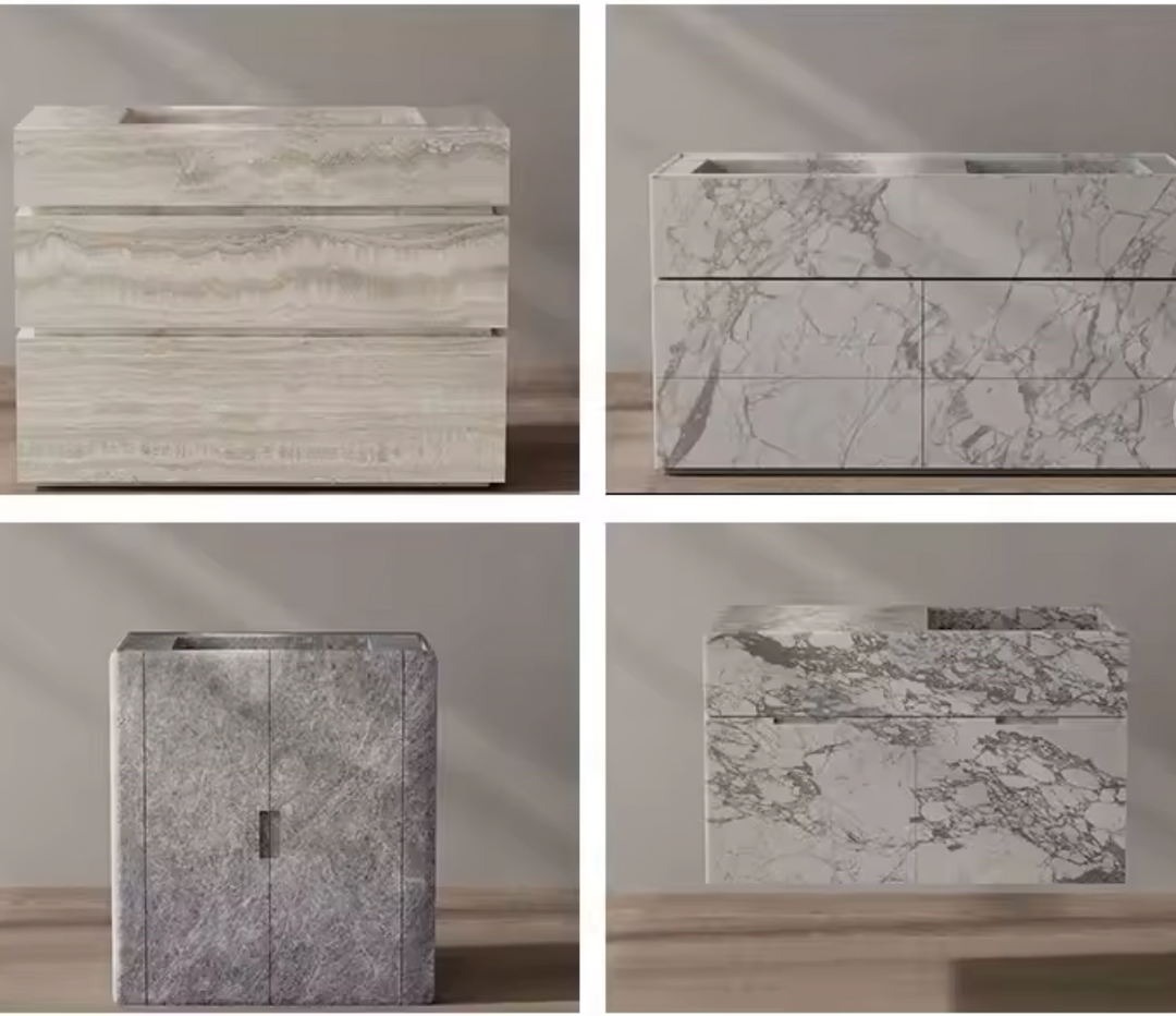 Square Solid Travertine Basin Freestanding